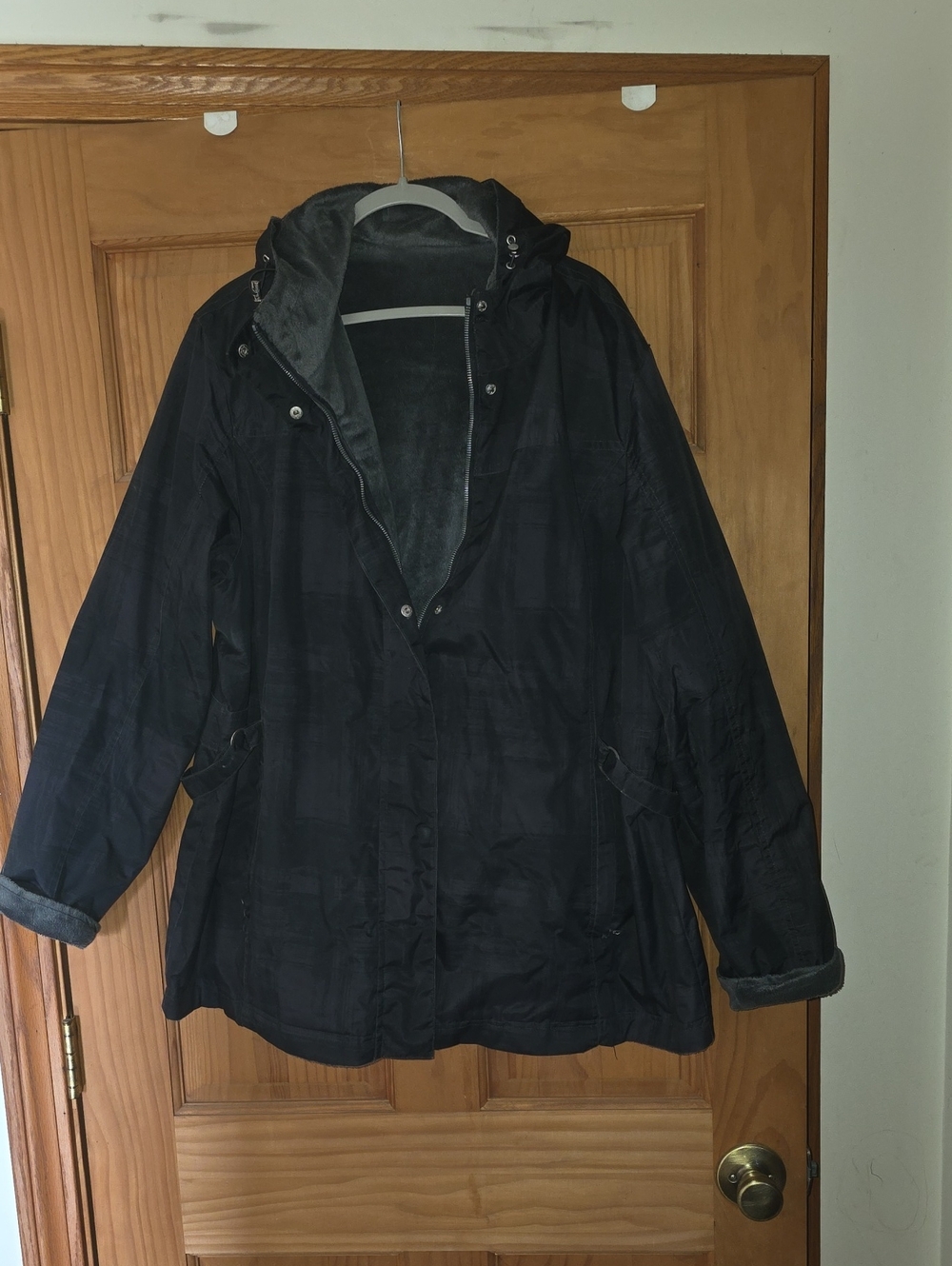 Free Country Black Hooded Reversible Coat